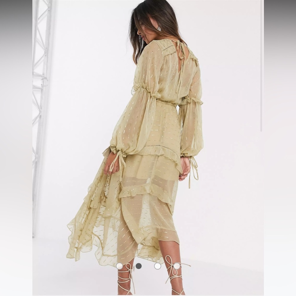 ASOS Gold Ruffled Dress - Picture 2 of 8